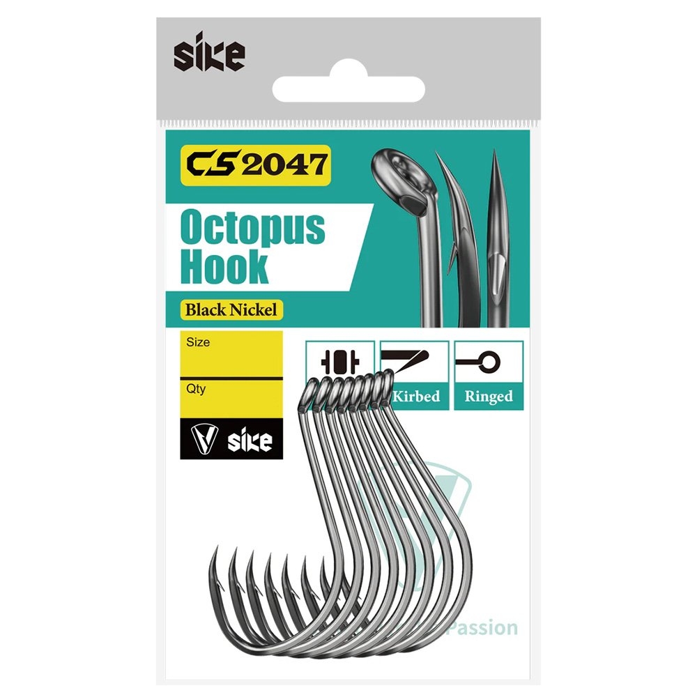 Sike CS2047 Black Nickel Octopus Hooks Bulk Pack