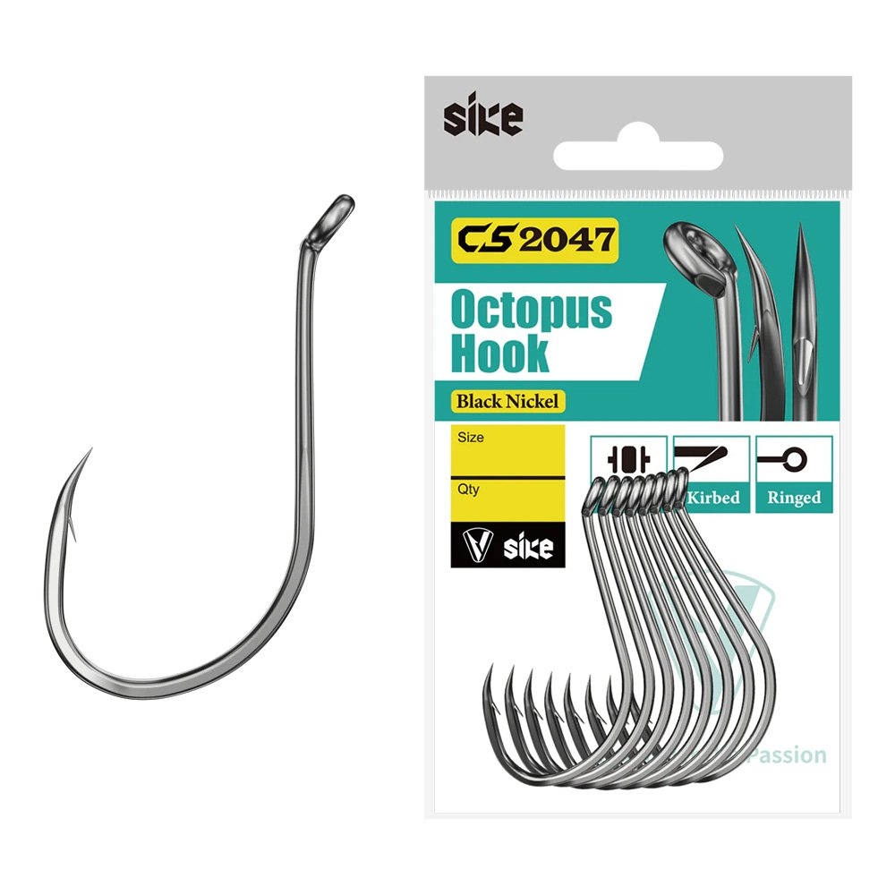 Sike CS2047 Black Nickel Octopus Hooks Bulk Pack