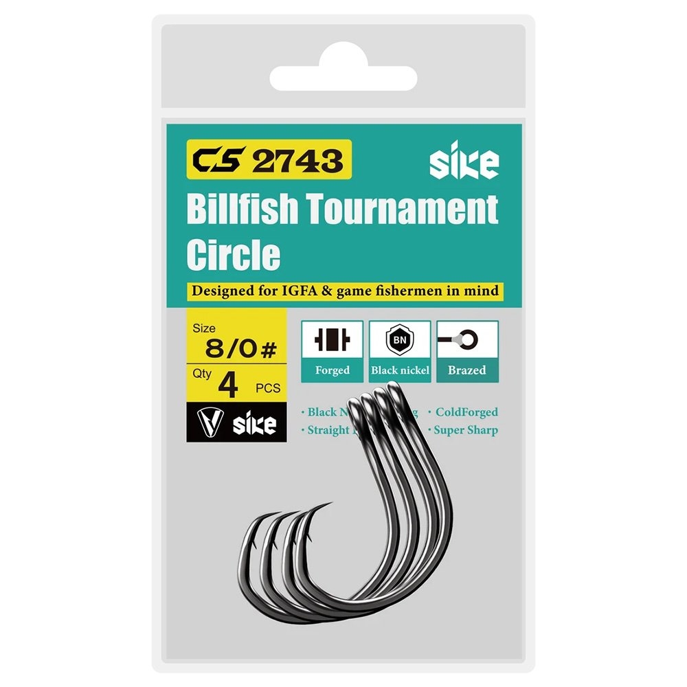 Sike CS2743 Billfish Tournament Circle Hooks 8/0 Qty 4