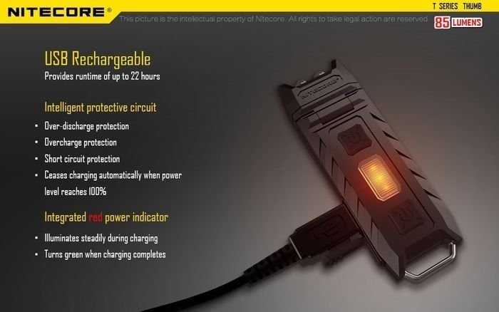 NITECORE Rechargeable LED Key-Chain Flashlight 85 Lumen