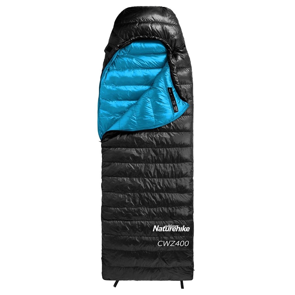 Naturehike CWZ400 Ultralight Goose Down Hooded Sleeping Bag 7C Black