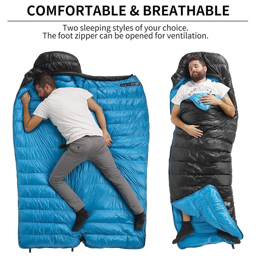 Naturehike CWZ400 Ultralight Goose Down Hooded Sleeping Bag 7C Black