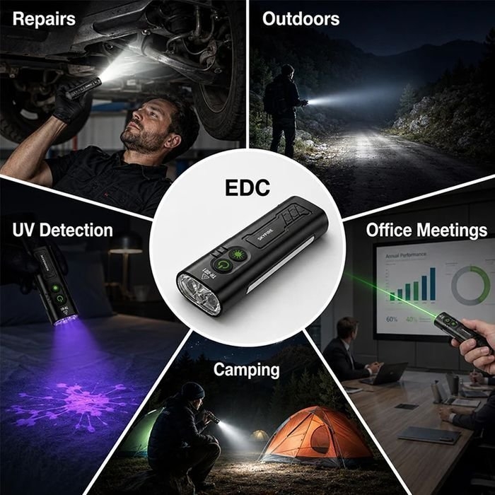 SKYFIRE 2024S Flashlight Torch IP54 542 Lumens with UV / Laser Pointer
