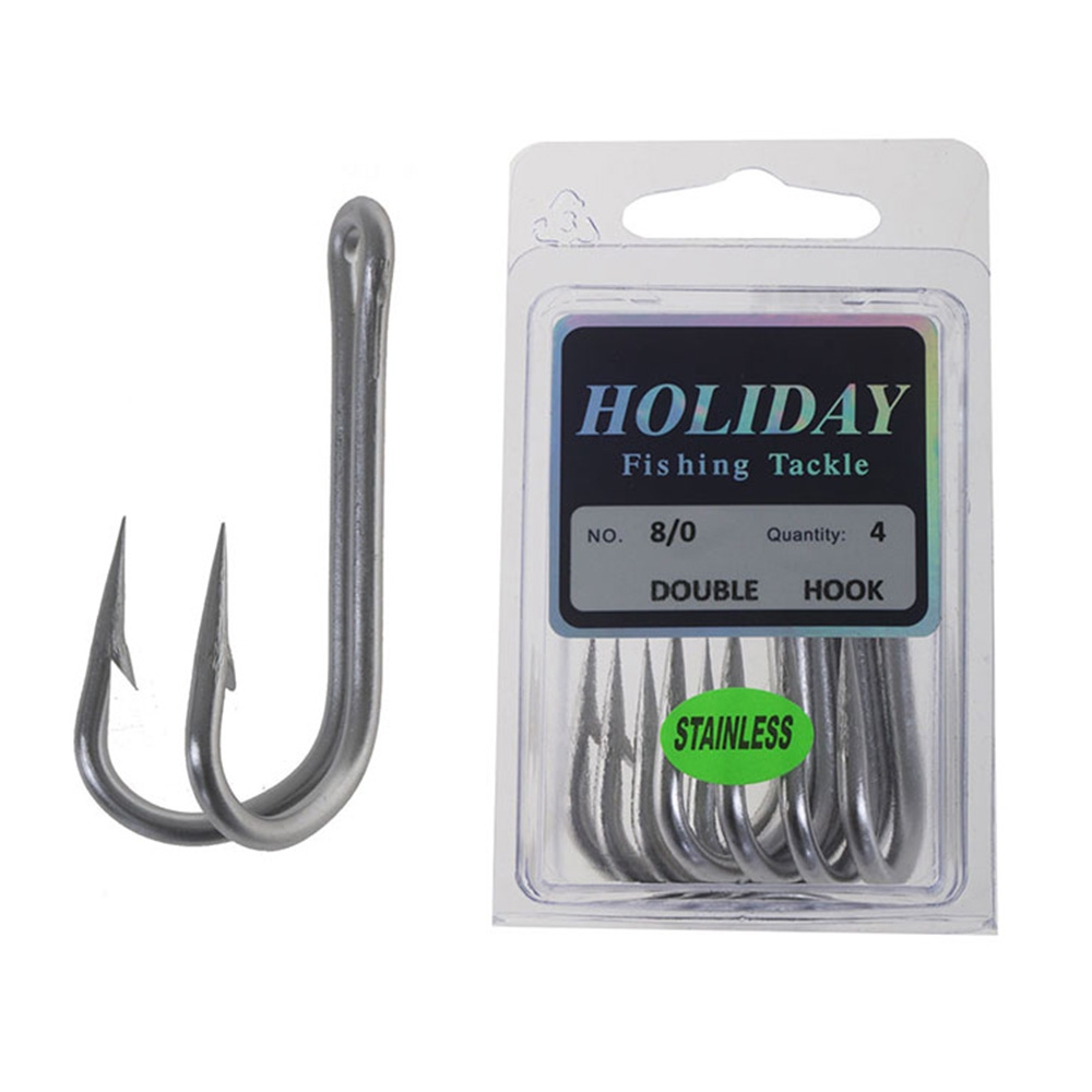 Holiday Stainless Steel Double Hook 8/0 Qty 4