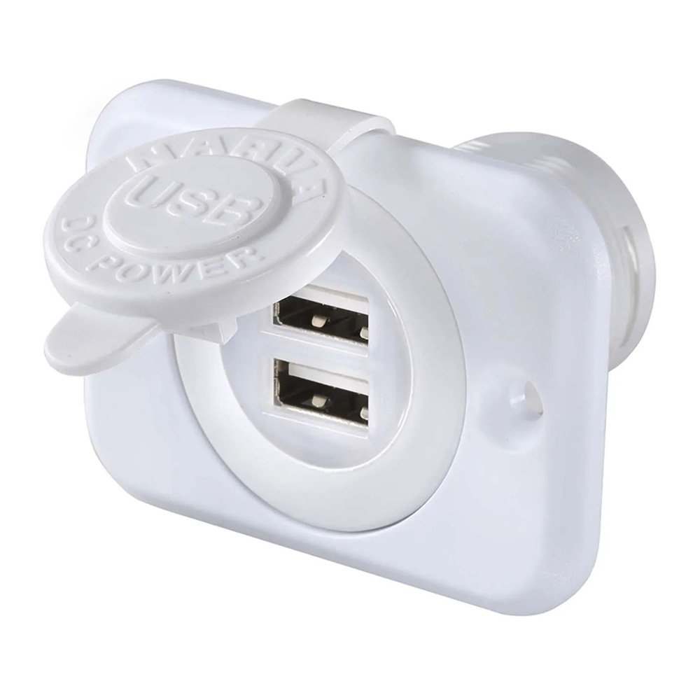 NARVA Heavy Duty Dual USB Accessory Socket 12V White