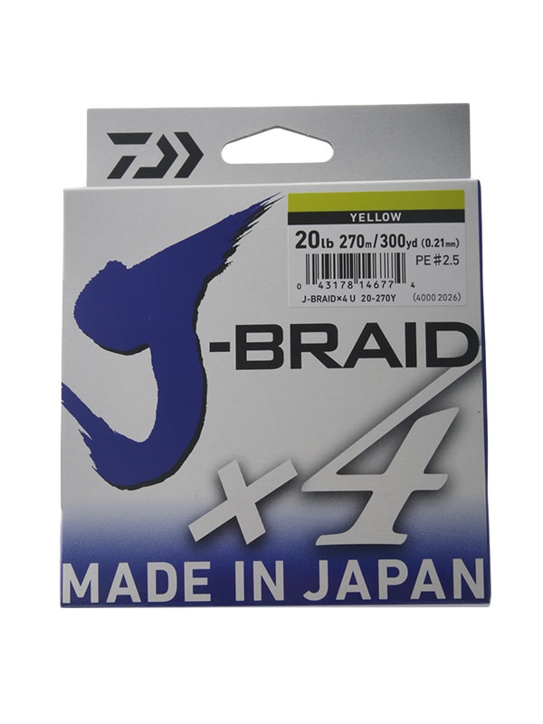 Daiwa X4 J-Braid Yellow 270m 20lb
