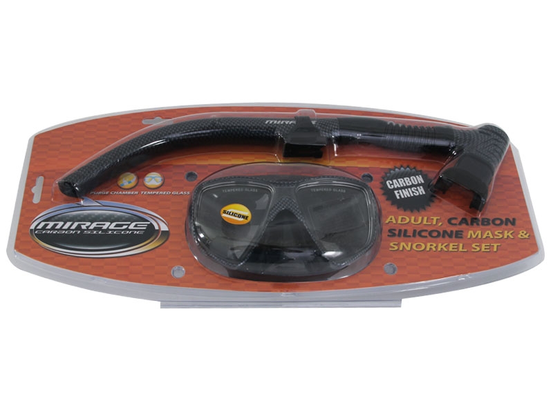 Mirage Carbon Silicone Dive Mask and Snorkel Set Black