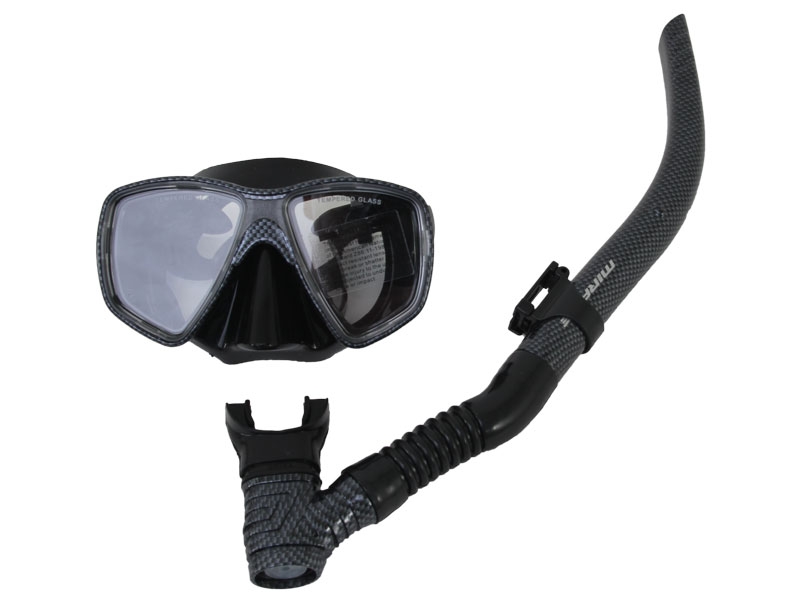 Mirage Carbon Silicone Dive Mask and Snorkel Set Black