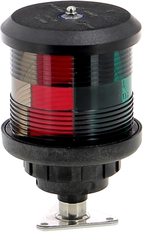 VETUS Tricolour Light Base Mounted with Black Coloured Housing Bulb Excl