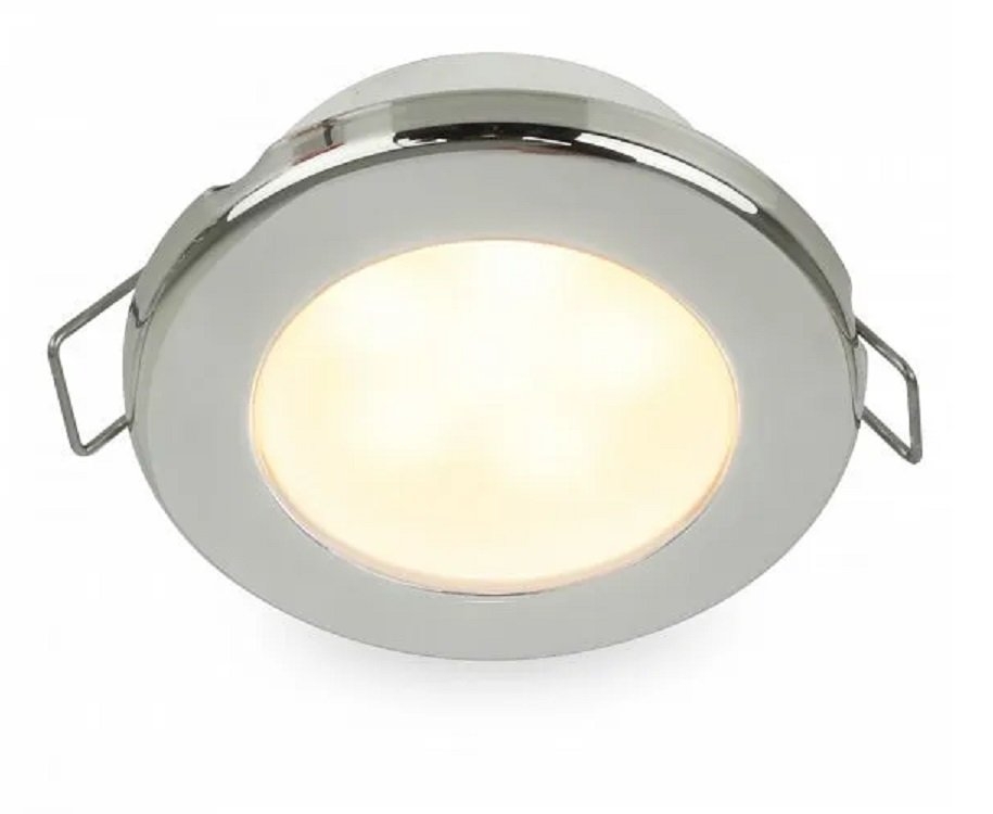 Hella Marine EuroLED 75 Down Light with Spring Clip Warm White - Polished Stainless Steel Rim 12v