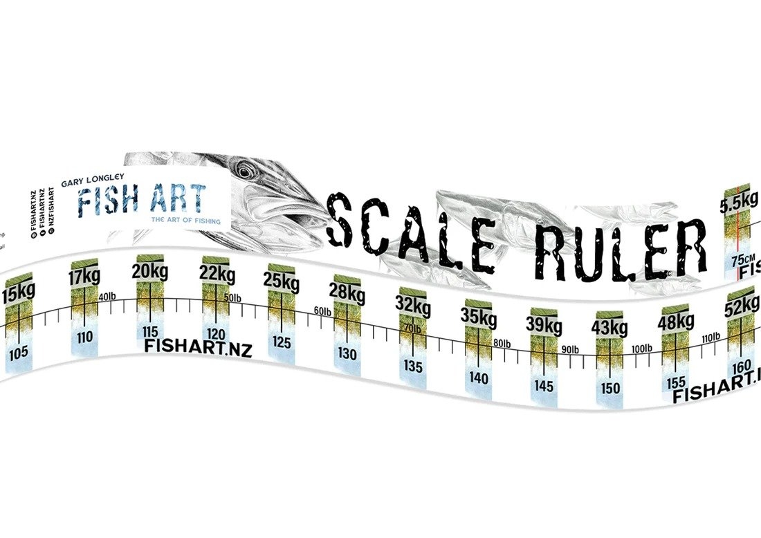Gary Longley Fish Art Fish Measuring Scale Ruler Kingfish 1800 x 75mm