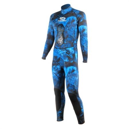 Aropec Neoprene Mens Spearfishing Full Wetsuit 2mm Camo Blue L
