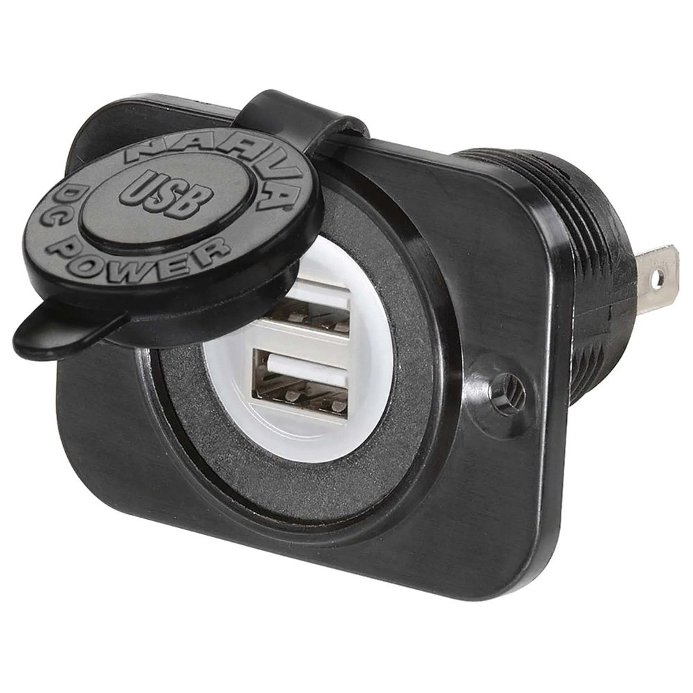 NARVA Heavy Duty Dual USB Accessory Socket 12V Black