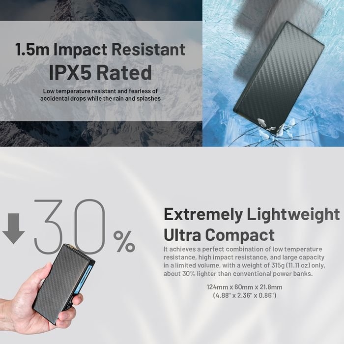 NITECORE Low Temp Resistant Carbon Fiber Power Bank 20000mAh