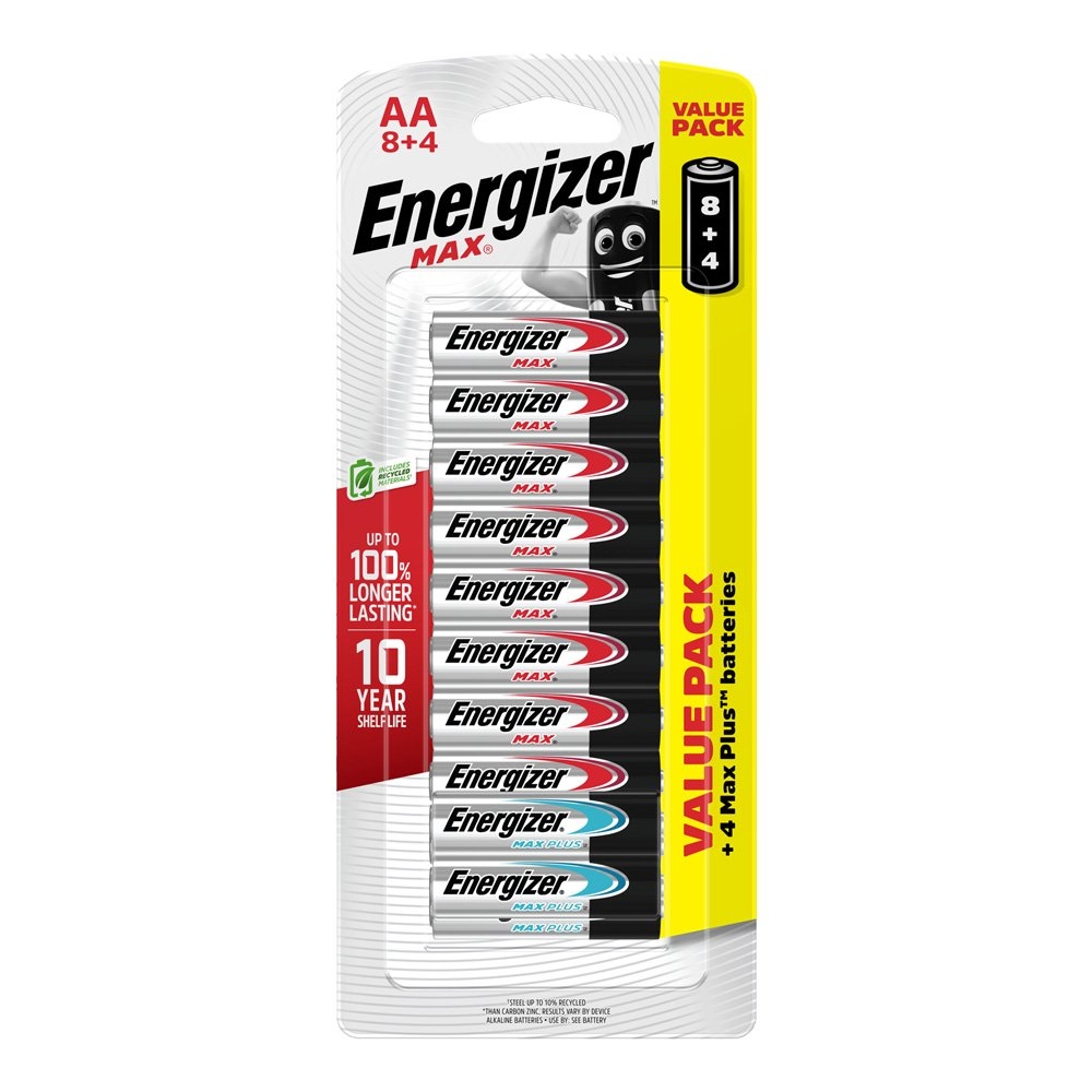 Energizer Max with Max Plus AA Alkaline Battery 12-Pack