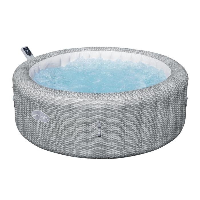 Lay-Z-Spa Bali Energysense Airjet 6 Person Portable Inflatable Spa Pool Grey Rattan 1.96m
