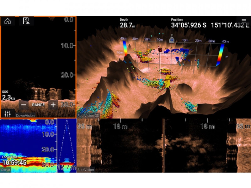 Raymarine Axiom 12 Pro-RVX HybridTouch GPS/Fishfinder Realvision 3D and 1kW CHIRP Sonar with NZ/AU Chart