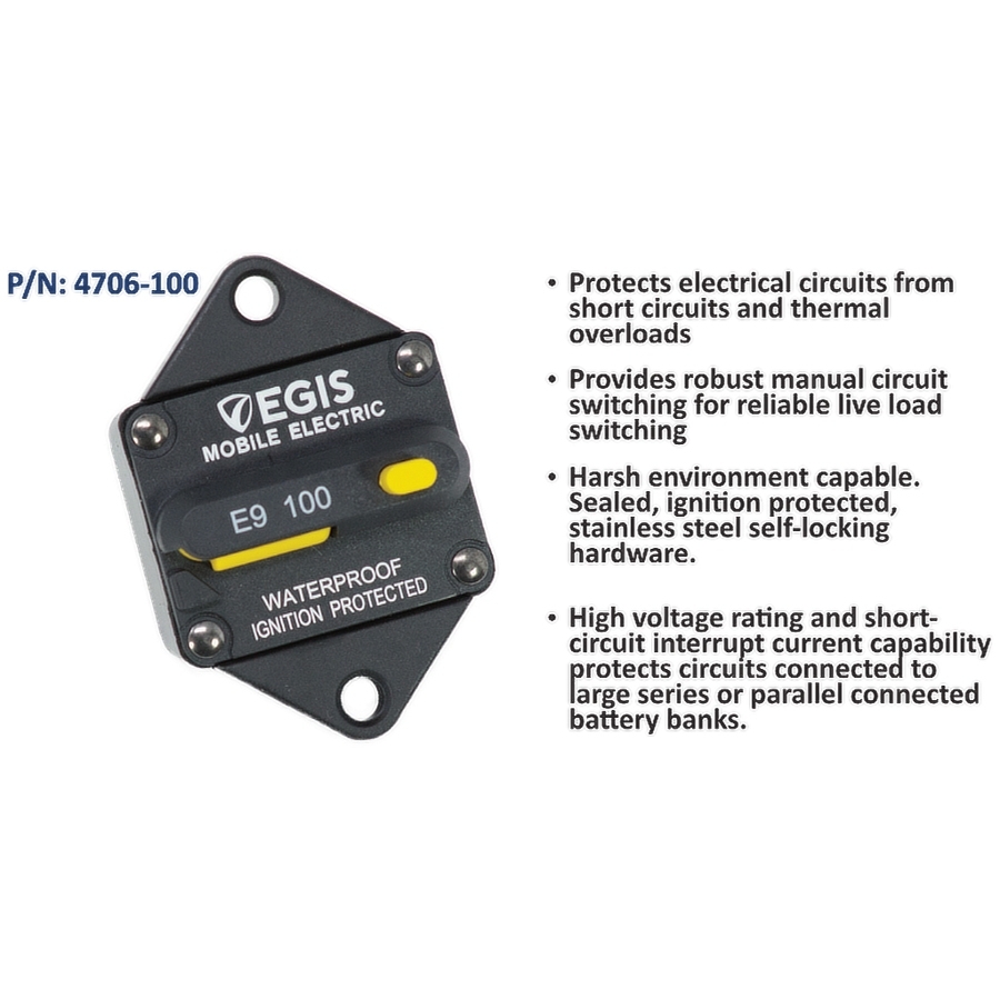 Egis Mobile Electric Thermal Circuit Breaker 100 A Panel Mount