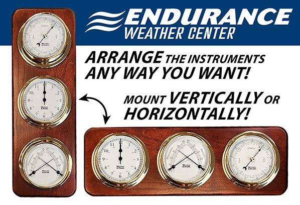 Weems & Plath Endurance Weather Center Brass with Mahogany Plaque