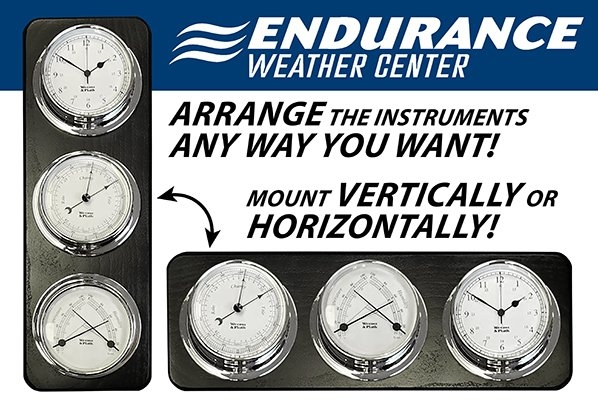 Weems & Plath Endurance 085 Chrome Triple Weather Centre with Black Plaque