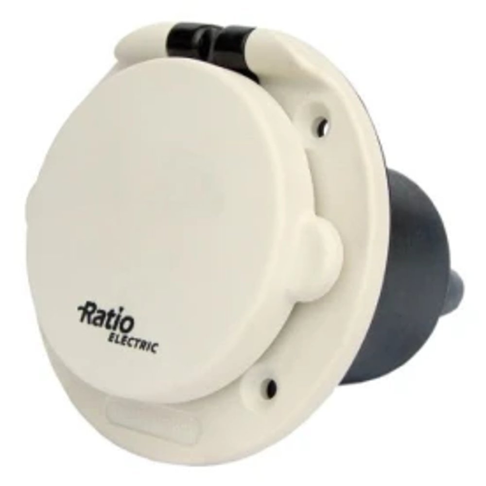 VETUS Flush-Mounted Polyamide Shore Power Wall Inlet 16A White IP56