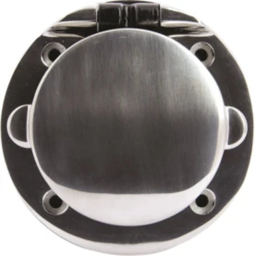 VETUS Flush Mount Schuko Wall Socket Polished Stainless Steel 16A IP56