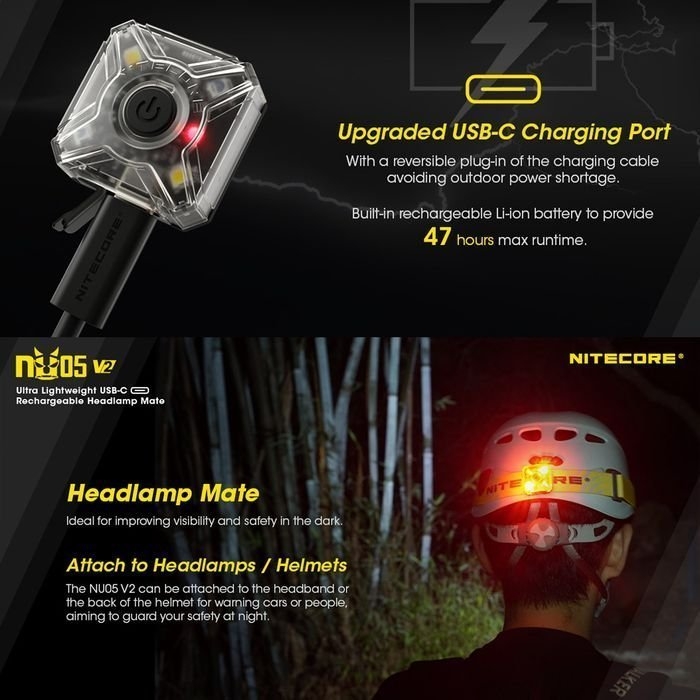 NITECORE NU05 V2 Mini USB Headlamp Mate 40 Lumen