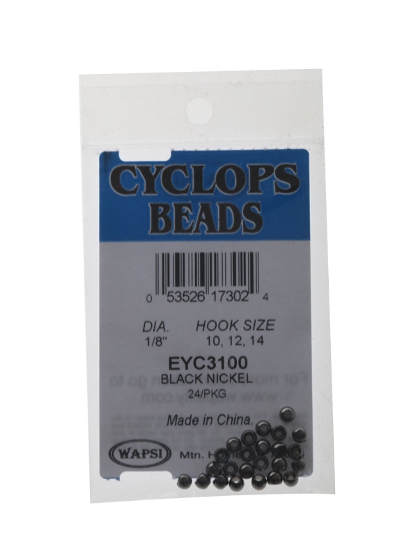 Cyclops Brass Beads for Fly Tying 3.2mm Qty 24 Black Nickel