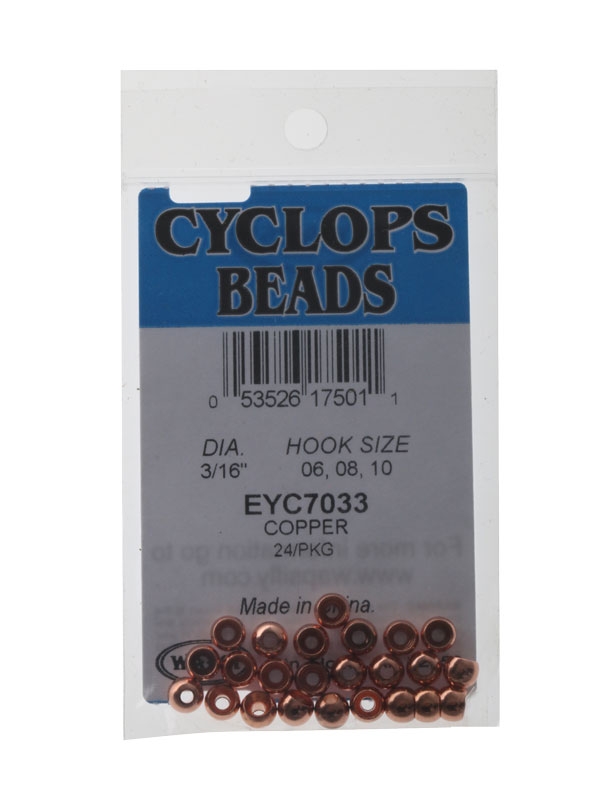 Wapsi Cyclops Brass Beads for Fly Tying 3/16in 4.7mm Copper