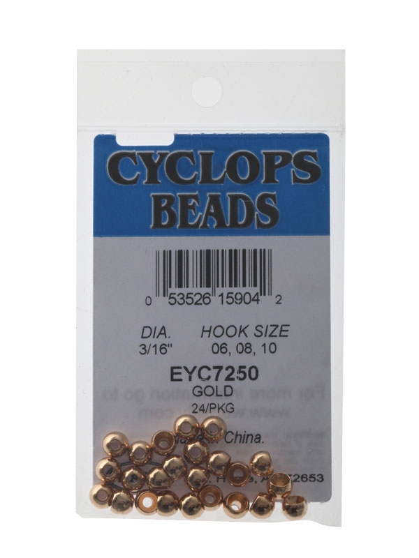 Wapsi Cyclops Brass Beads for Fly Tying 3/16in 4.7mm Gold