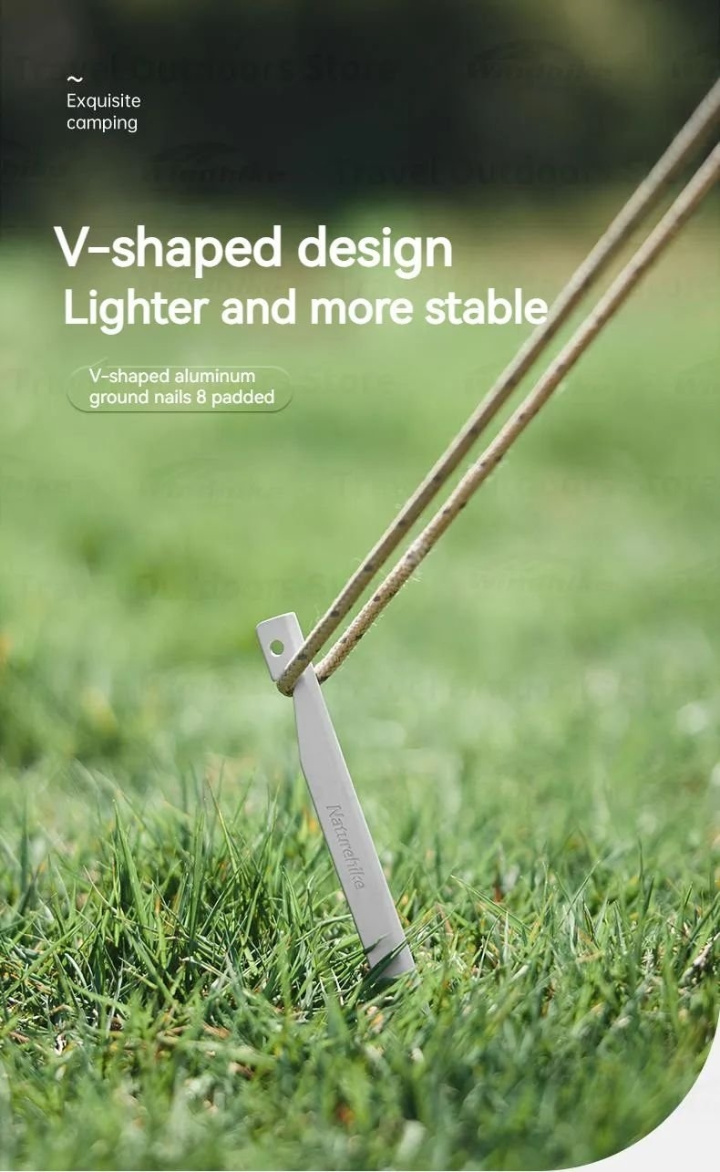Naturehike V Shaped Aluminium Tent Pegs 20cm Qty 8