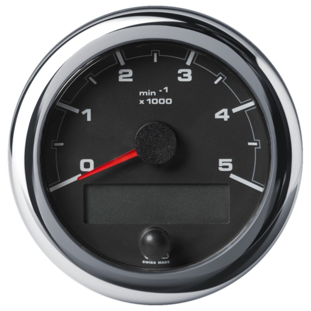 Veratron OceanLink Tachometer 5000 RPM Black Chrome Bezel 85mm