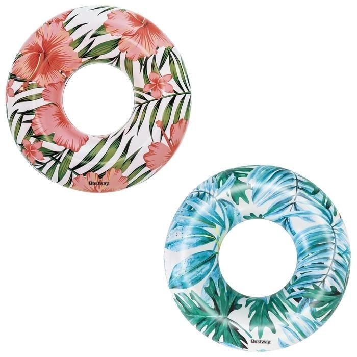 Bestway Tropical Palms Inflatable Swim Ring 119cm Aqua Tropical