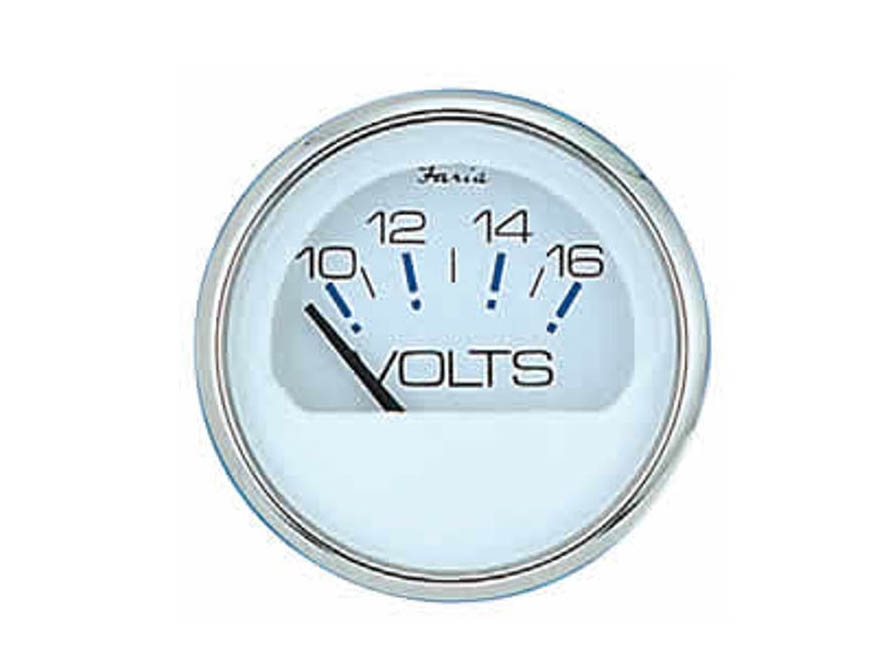 Faria Voltmeter 10-16 vDC in Chesapeake White SS Style