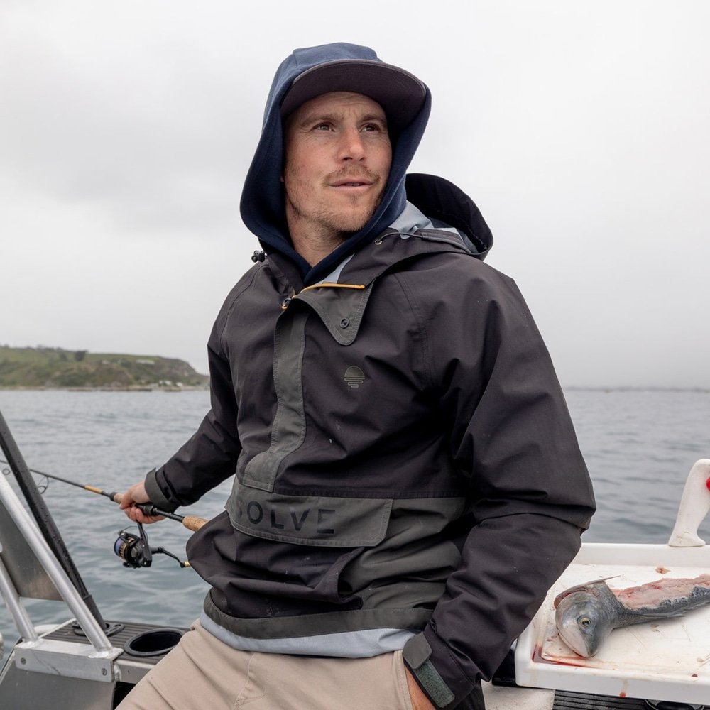 Desolve Fathom Mens Anorak Waterproof Breathable Fishing Jacket Black/Charcoal