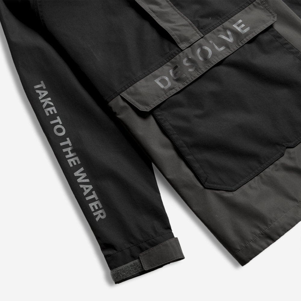 Desolve Fathom Mens Anorak Waterproof Breathable Fishing Jacket Black/Charcoal