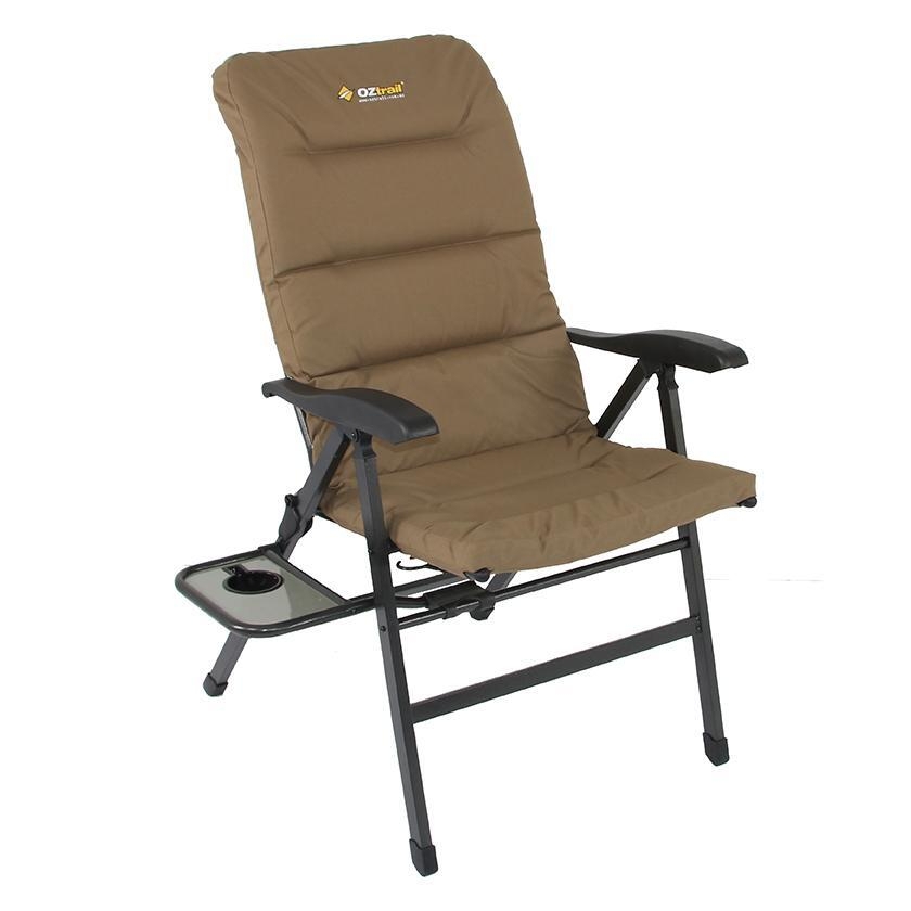 OZtrail Emperor 8-Position Recliner Arm Chair - New item, slight mark on fabric.