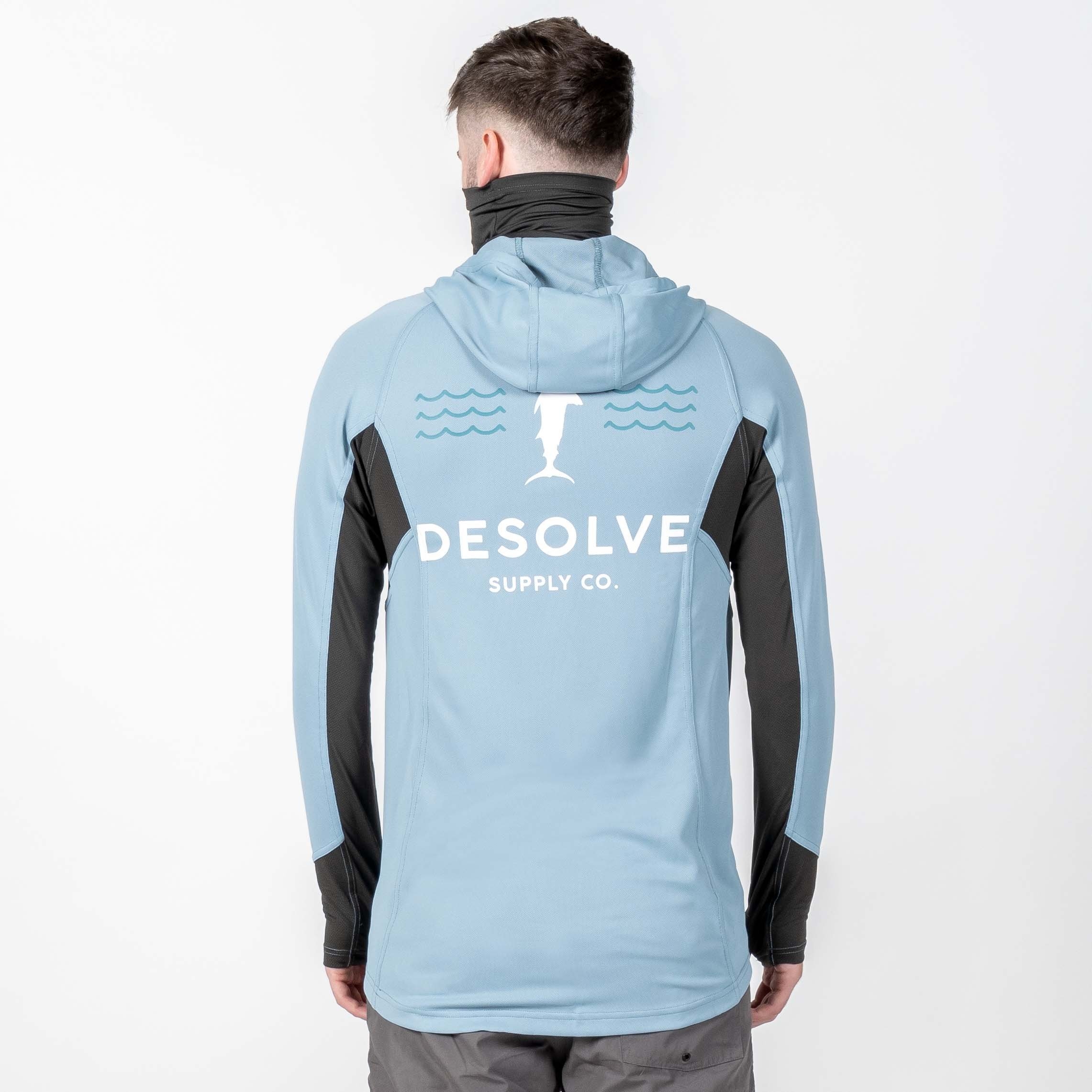 Desolve UPF30+ Fish Face Hoodie Stone Blue
