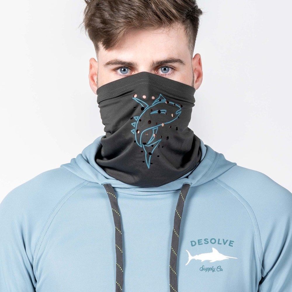 Desolve UPF30+ Fish Face Hoodie Stone Blue