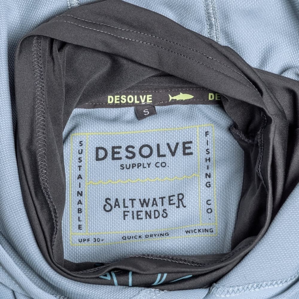 Desolve UPF30+ Fish Face Hoodie Stone Blue