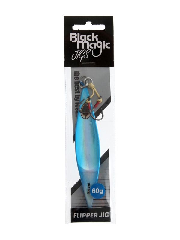 Black Magic Flipper Slow Pitch Jig 60g Blue/Lumo Stripe