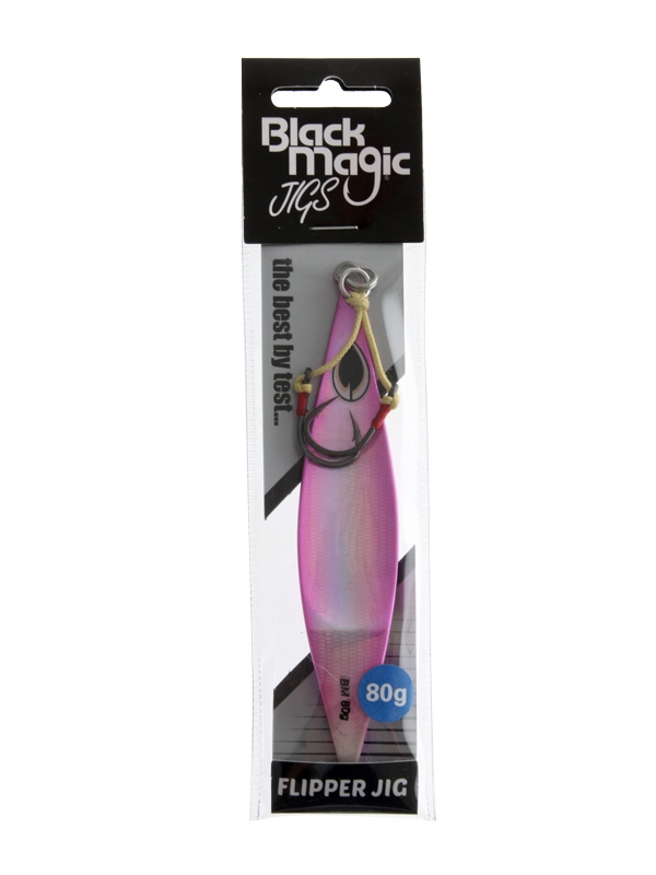 Black Magic Flipper Slow Pitch Jig 80g Pink/Lumo Stripe