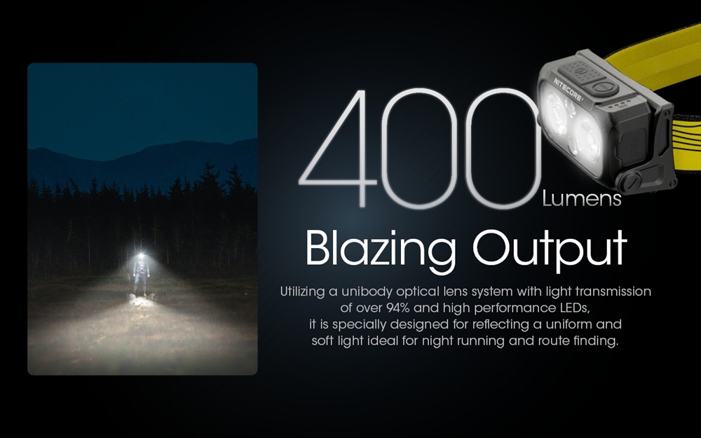 Nitecore NU25 Ultralight USB Rechargeable LED Headlamp 400 Lumens