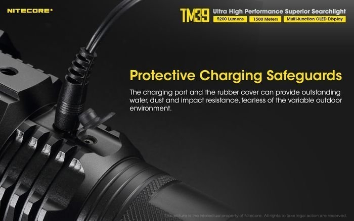 NITECORE TM39 Long Throw Rechargeable Flashlight and Adaptor 5200 Lumen