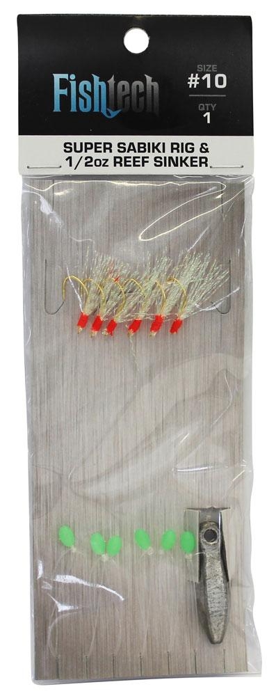 Fishtech Super Sabiki Flash Rig 1/2 oz Reef Sinker Size 10