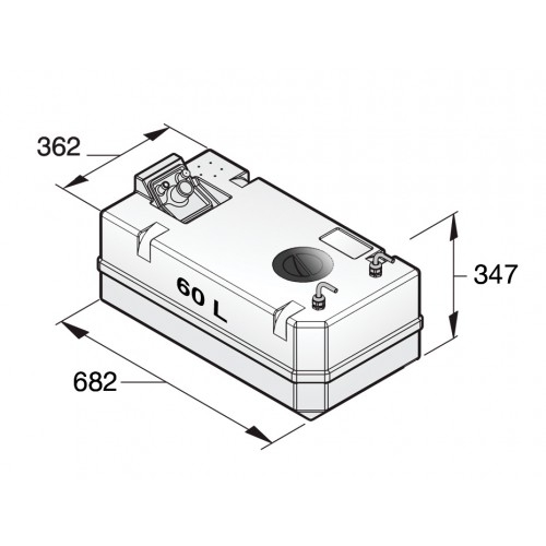 VETUS Diesel Fuel Tank with Connections 60L for 10mm Hose