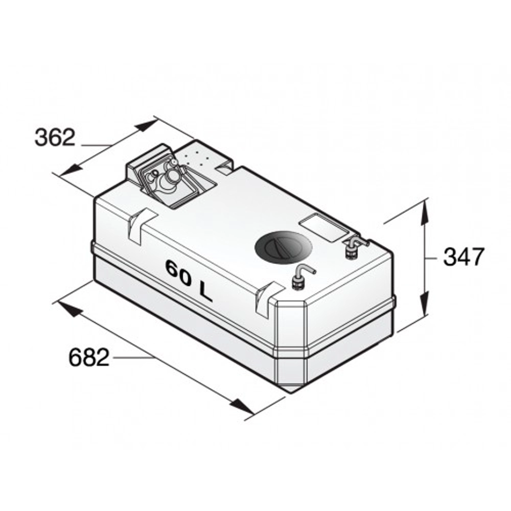 VETUS Diesel Fuel Tank with Connections 60L for 10mm Hose VETUS Diesel Fuel Tank with Connections 60L for 10mm Hose