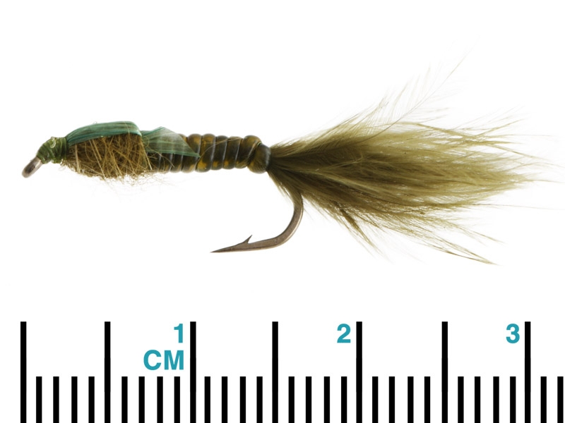 Black Magic Damsel Nymph Vinyl Rib Trout Fly Olive B12 3cm
