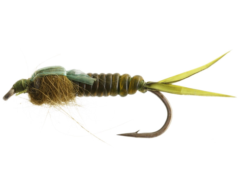 Black Magic Fly Nymph Vinyl Rib Trout Fly Olive Stone B10 2.7cm
