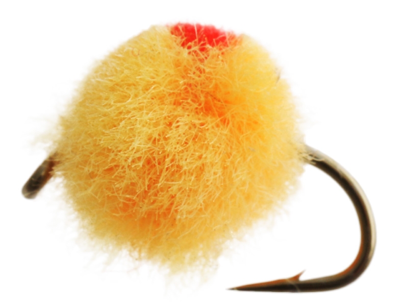 Black Magic Unweighted Mini Globug Trout Fly Fluro Orange Red A14 1cm